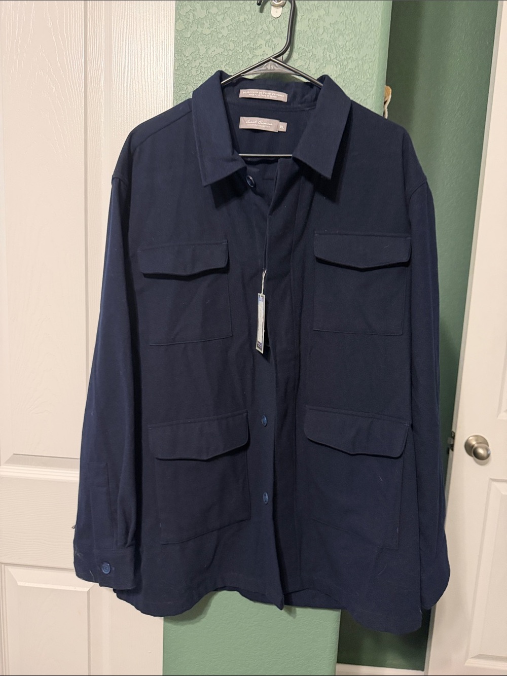 Daniel Cremieaux size xl Men's Navy Button-Front Utility Shirt Jacket
